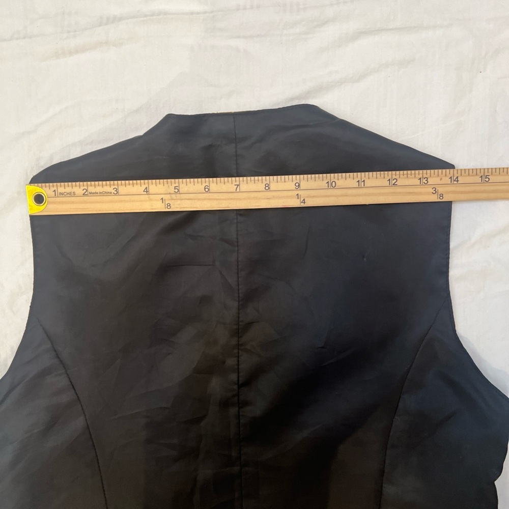 Black Faux Leather Zip-Front Vest Moto Biker Punk Evening - Picture 8 of 11